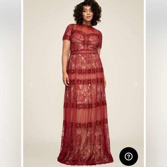 Tadashi Shoji Camilla Lace Maxi Gown Dress 20Q Rosewood Nude Plus Formal Holiday - Picture 1 of 16